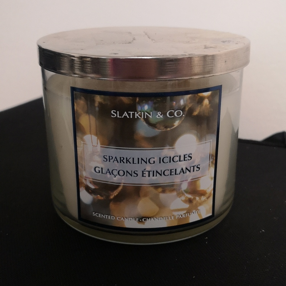 Sparkling Icicles Scented Candle Slatkin & Co Bath & Body Works, Three Wicks New